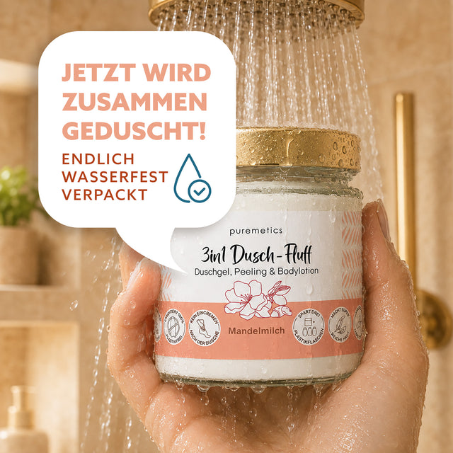 3in1 Dusch-Fluff 'Mandelmilch' - Glas