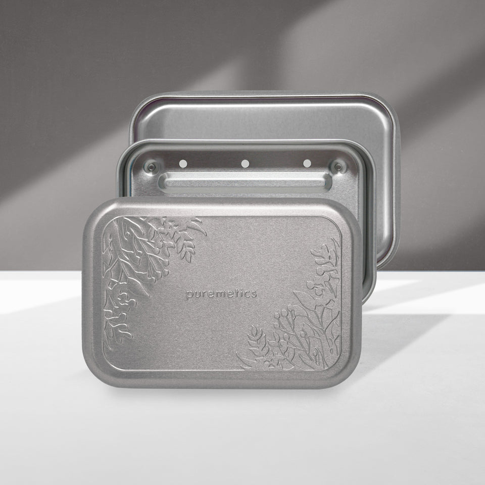 Boîte à savon avec insert drainant 'Matt Silver Floral'