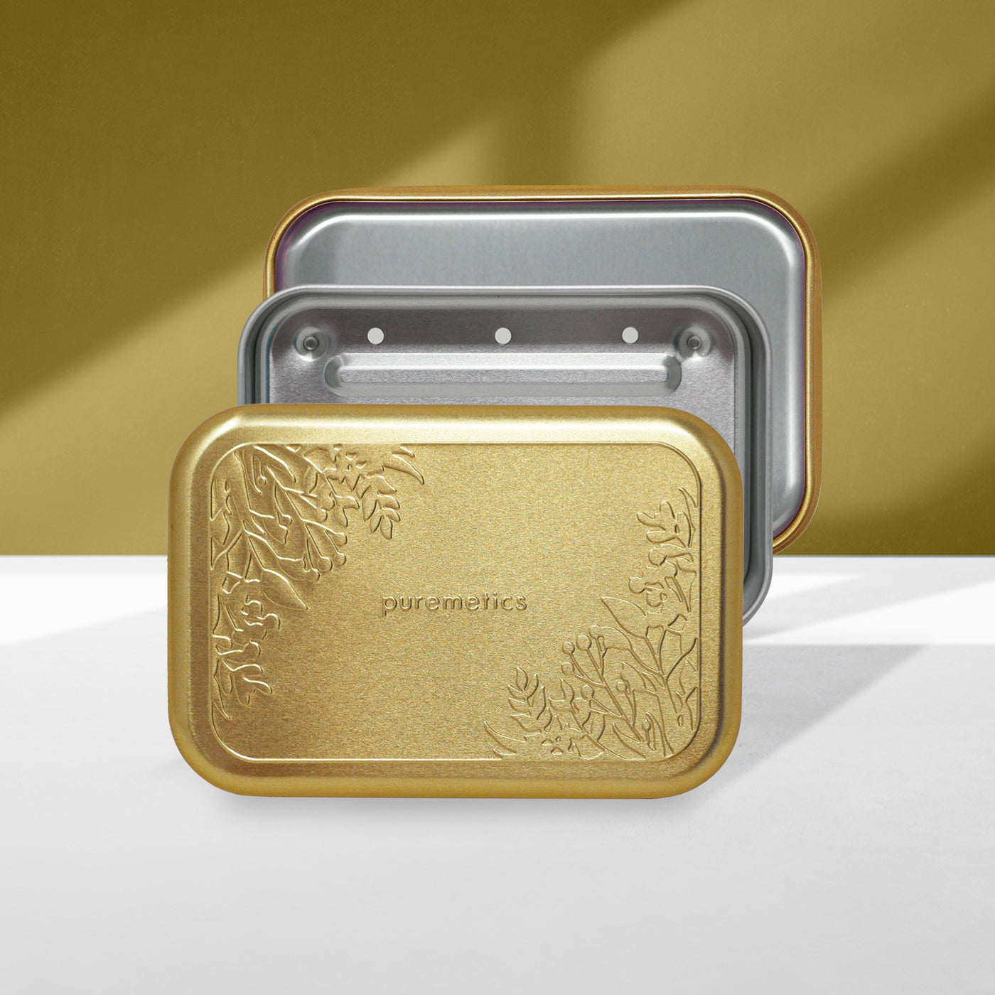 Seifenbox mit Abtropfeinsatz 'Matt-Gold Floral'