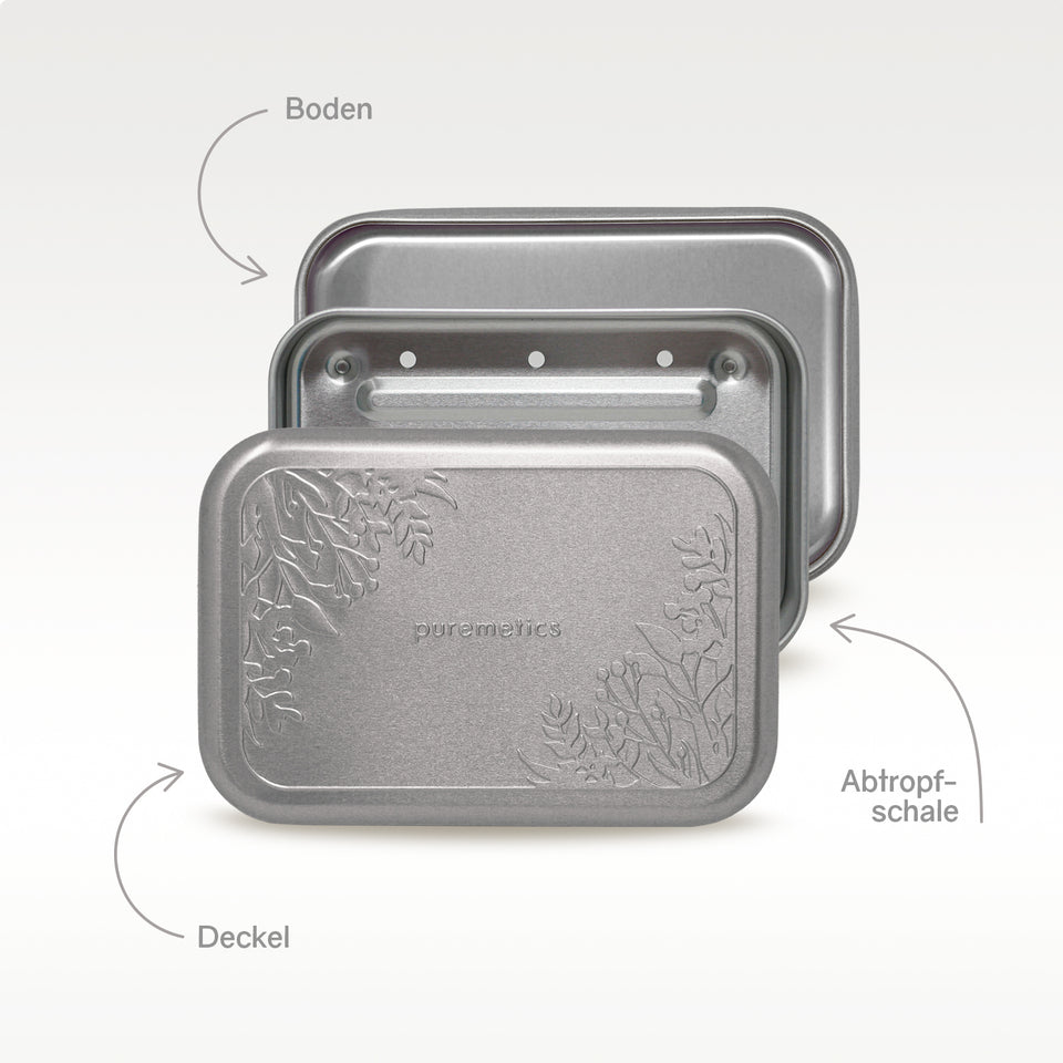 Boîte à savon avec insert drainant 'Matt Silver Floral'