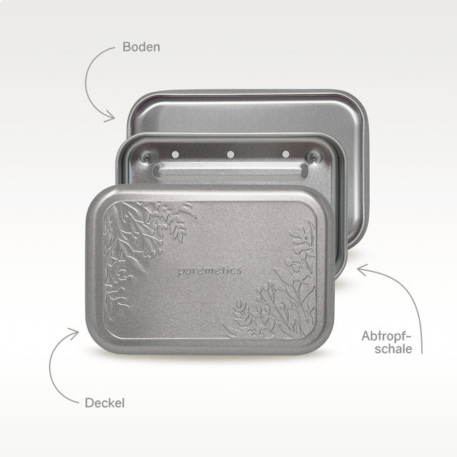 Seifenbox mit Abtropfeinsatz 'Matt-Silber Floral'