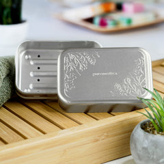 Boîte à savon avec insert drainant 'Matt Silver Floral'