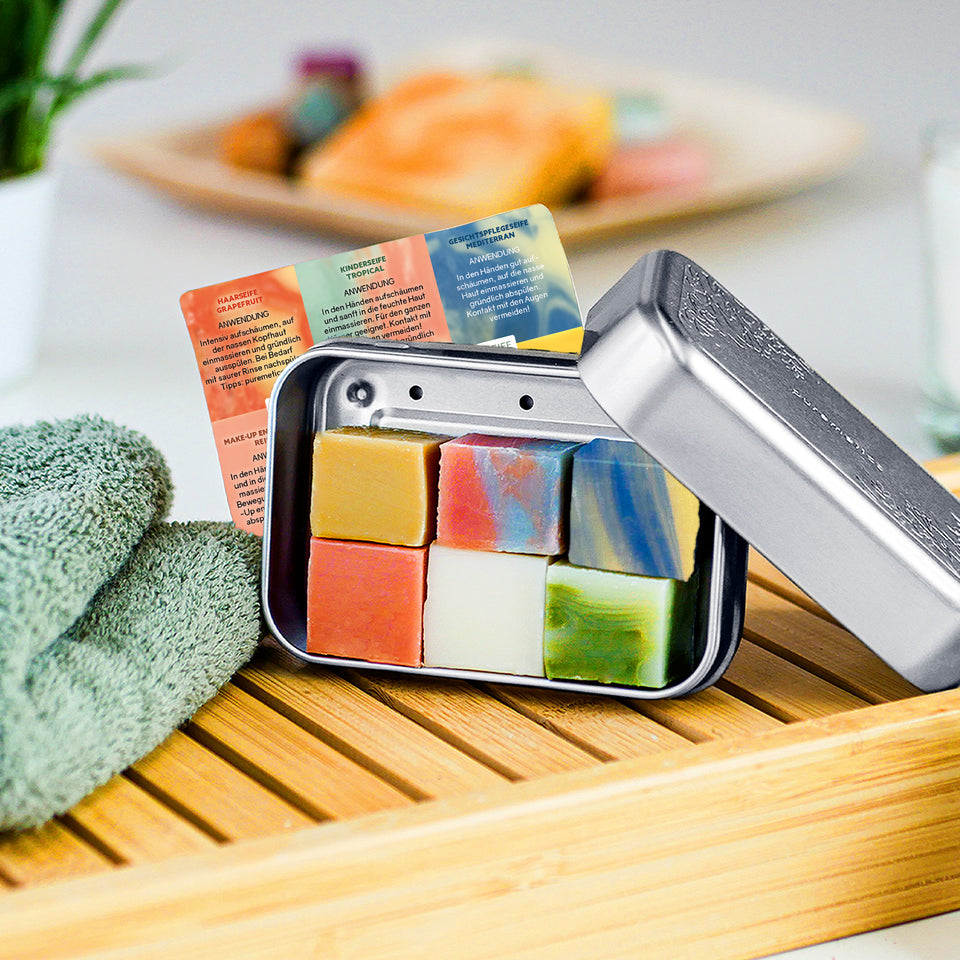 Testbox 'Seifenminis mit Seifenbox Silber'